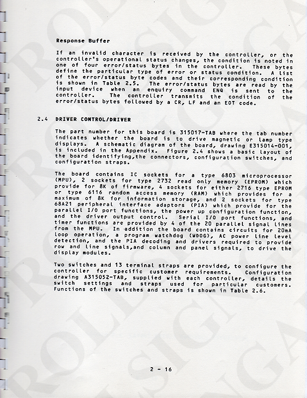 Page 2-16 - Response Buffer, Driver Control / Driver. (Click / tap the X to close.)