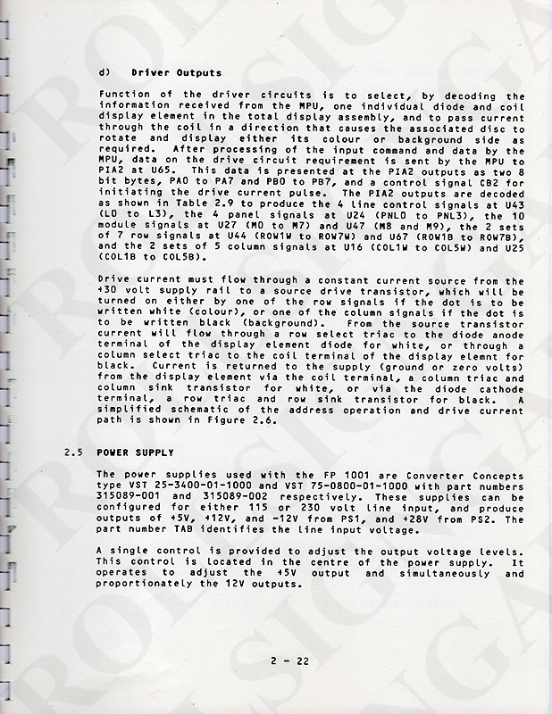 Page 2-22 - Driver Outputs, Power Supply. (Click / tap the X to close.)