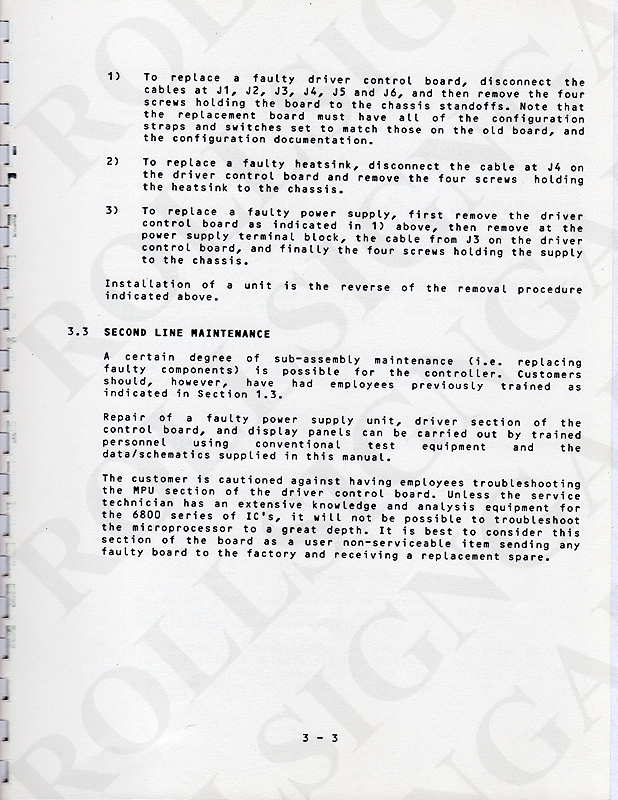 Page 3-3 - Second Line Maintenance. (Click / tap the X to close.)