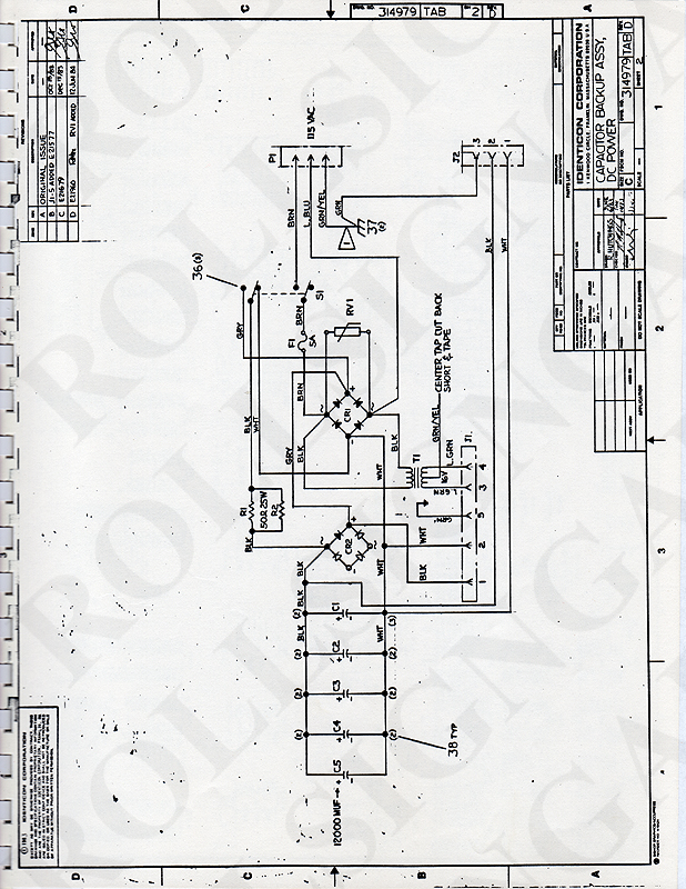 Drawing 2: Capacitor Backup Assy., DC Power. 314979-TAB Rev. D, Part 2 of 2. (Click / tap the X to close.)