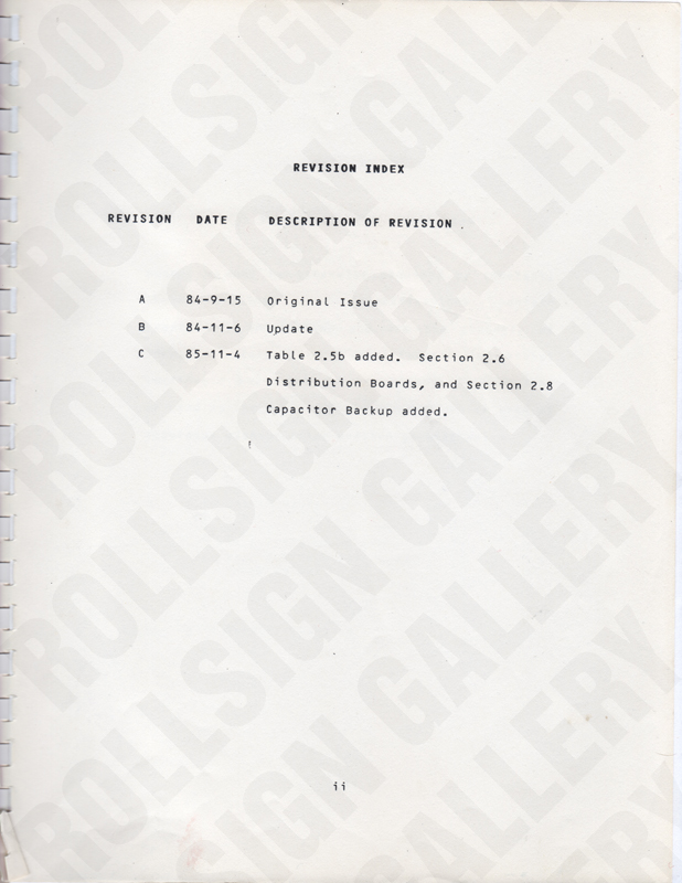 Page ii - Revision Index. (Click / tap the X to close.)