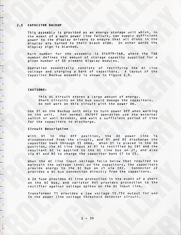 Page 2-39 - Capacitor Backup. (Click / tap the X to close.)