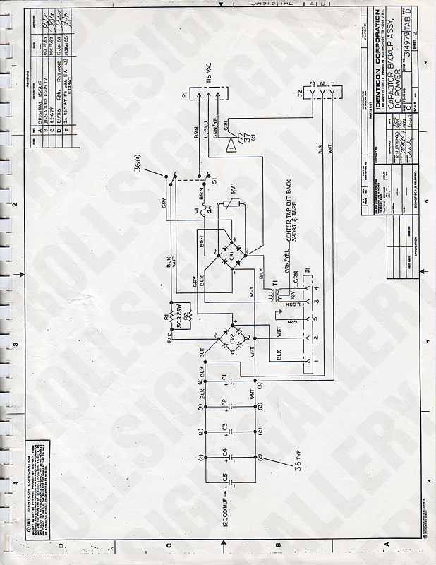 Drawing 2: Capacitor Backup Assy., DC Power. 314979-TAB Rev. D, 2 of 2. (Click / tap the X to close.)