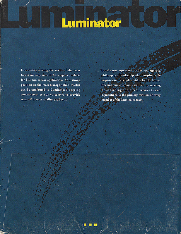 Mid 1990s Luminator Brochure Folder - Inside Back. (Click / tap the X to close.)